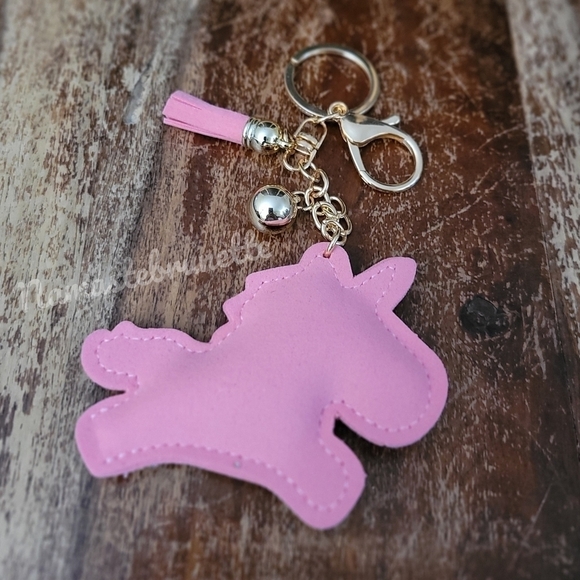 Unicorn Crystal Rhinestone Keychain Bag Charm With Blue Tassel - Picture 16 of 16